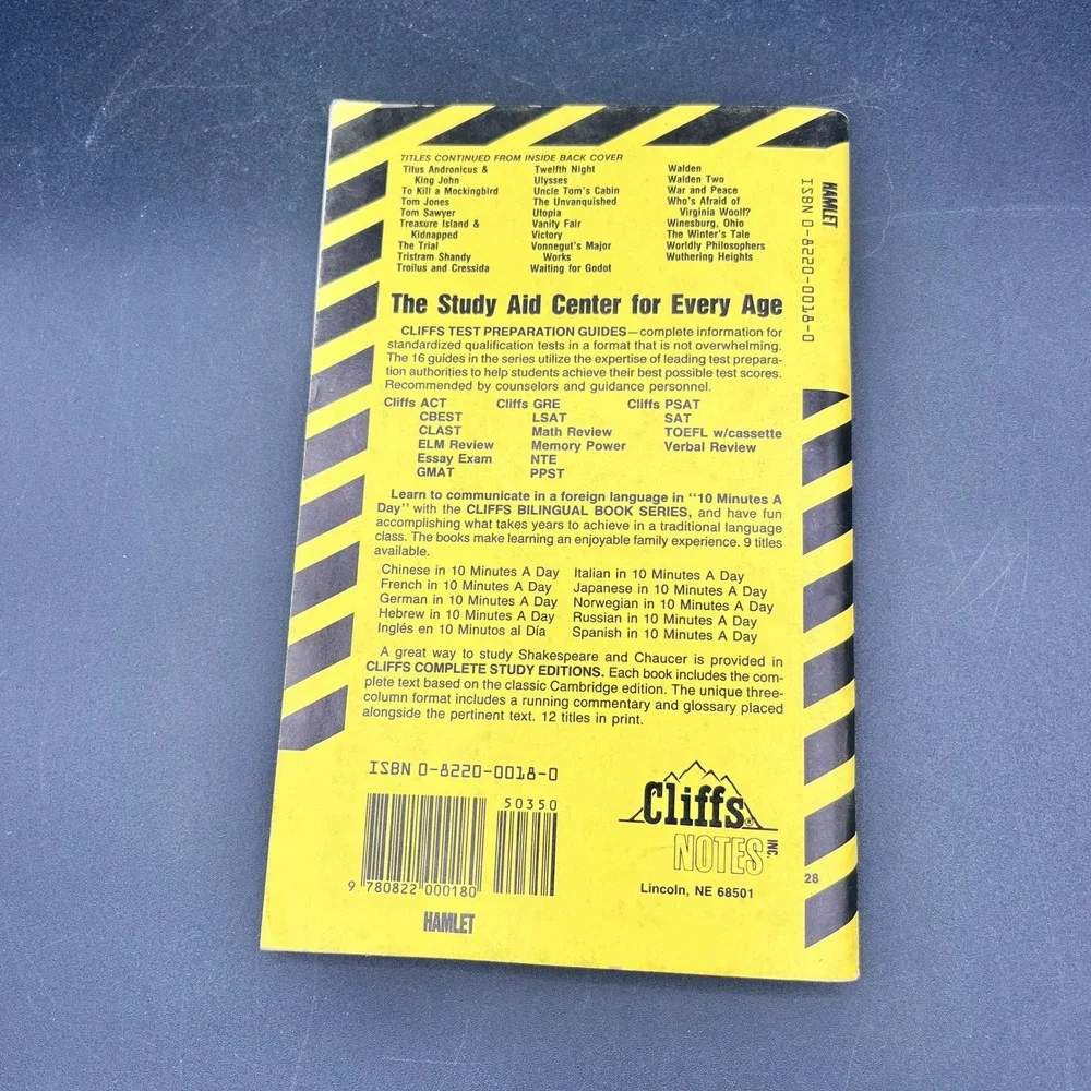 Cliffs Notes Shakespeare Hamlet Study Guide New Edition 1971 Paperback Highlight